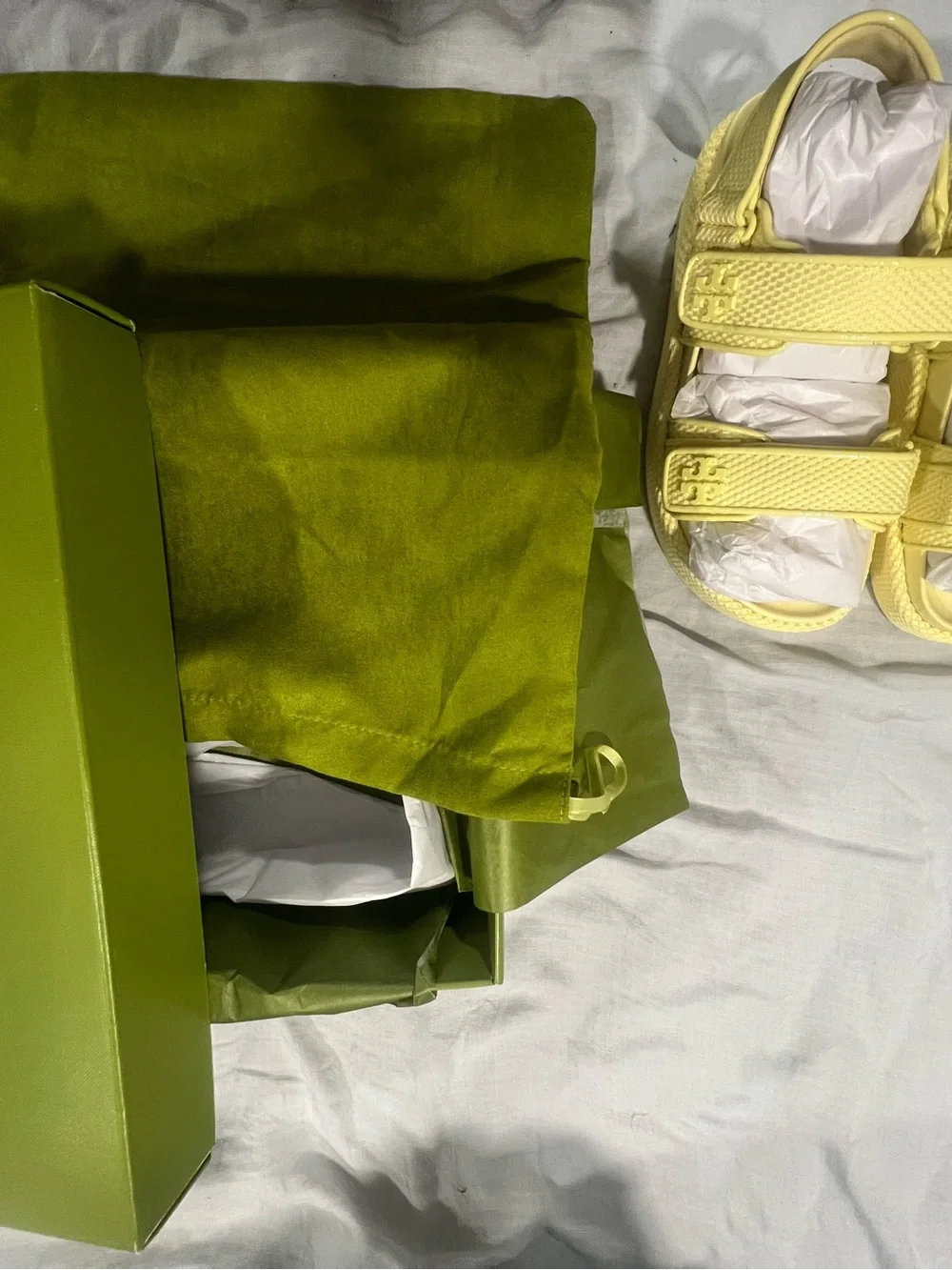 Tory Burch Lemon Yellow Velcro Strap Sandals